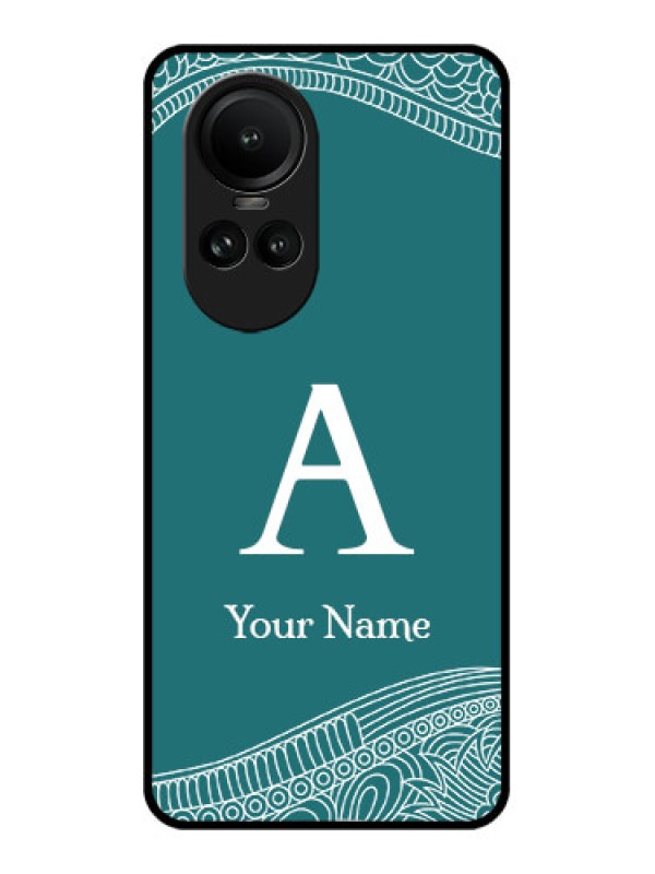 Custom Oppo Reno 10 Pro 5G Personalized Glass Phone Case - line art pattern with custom name Design