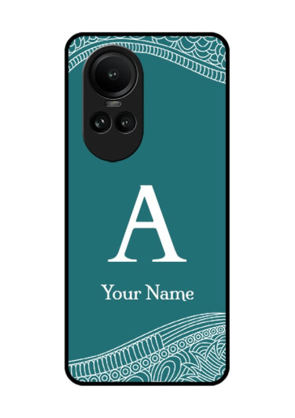 Oppo Reno 10 Pro 5G Personalized Glass Phone Case - line art pattern with custom name Design