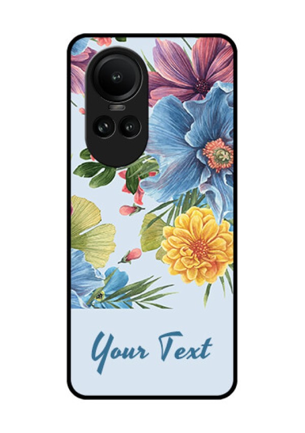 Oppo Reno 10 Pro 5G Custom Glass Mobile Case - Stunning Watercolored Flowers Painting Design