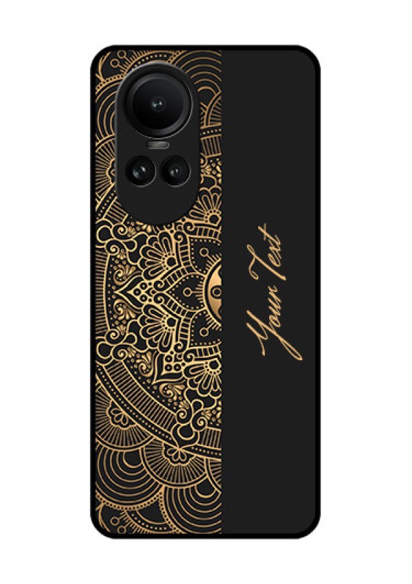 Oppo Reno 10 Pro 5G Photo Printing on Glass Case - Mandala art with custom text Design