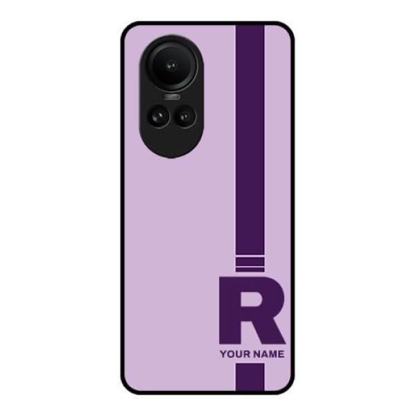 Oppo Reno 10 Pro 5G Photo Printing on Glass Case - Simple dual tone stripe with name Design