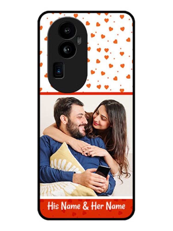 Custom Oppo Reno 10 Pro Plus 5G Custom Glass Phone Case - Orange Love Symbol Design
