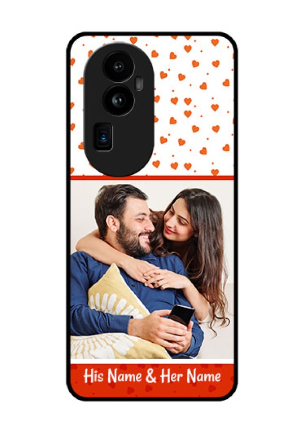 Oppo Reno 10 Pro Plus 5G Custom Glass Phone Case - Orange Love Symbol Design