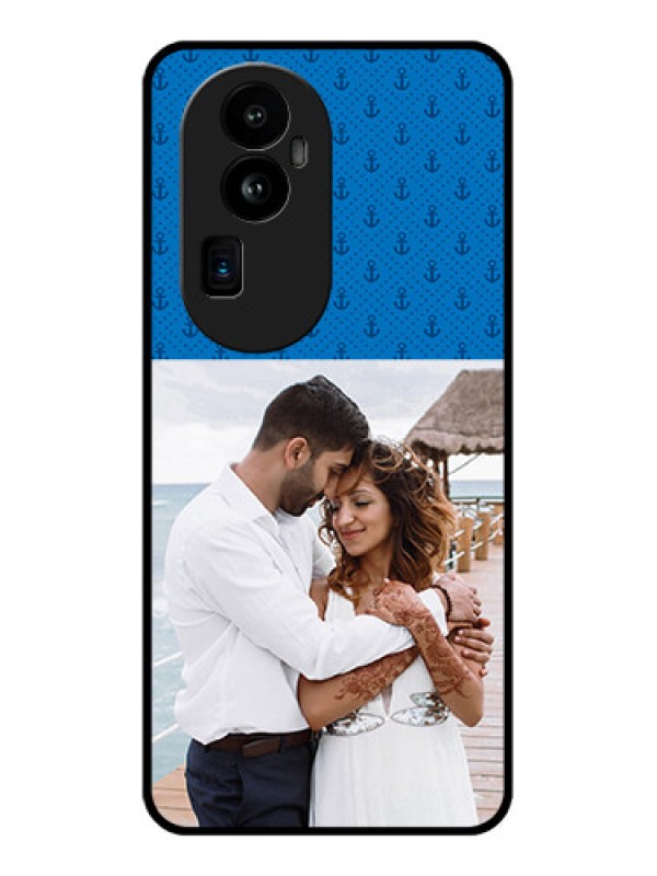 Custom Oppo Reno 10 Pro Plus 5G Photo Printing on Glass Case - Blue Anchors Design