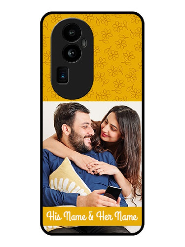 Custom Oppo Reno 10 Pro Plus 5G Custom Glass Mobile Case - Yellow Floral Design