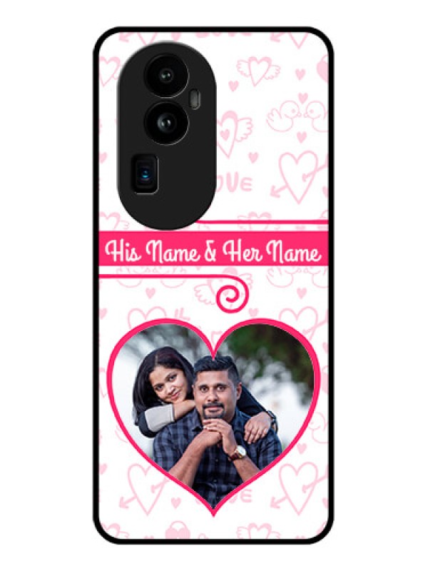 Custom Oppo Reno 10 Pro Plus 5G Personalized Glass Phone Case - Heart Shape Love Design
