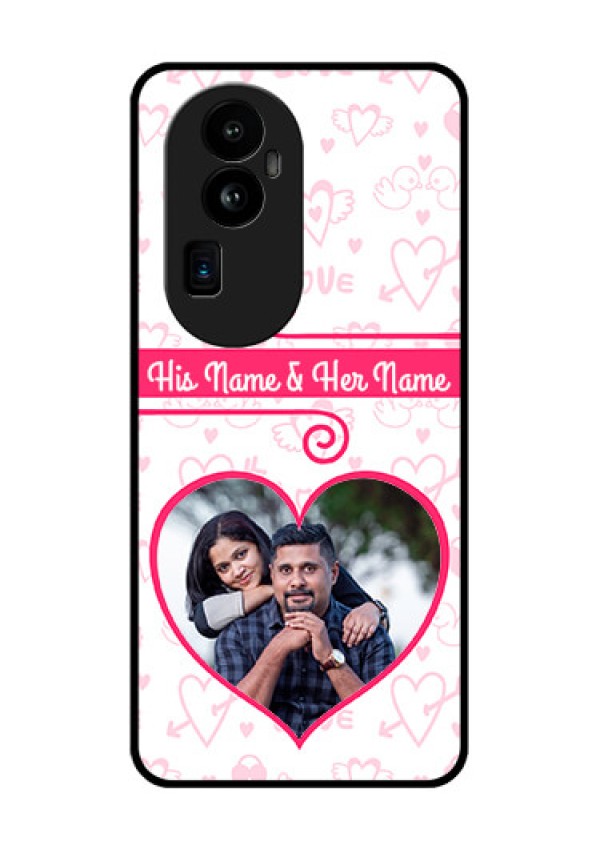Oppo Reno 10 Pro Plus 5G Personalized Glass Phone Case - Heart Shape Love Design