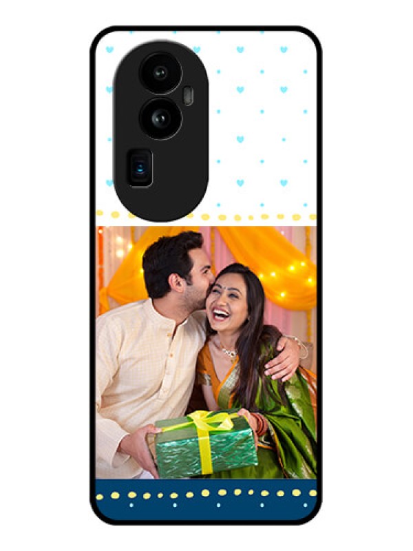 Custom Oppo Reno 10 Pro Plus 5G Personalized Glass Phone Case - White and Blue Abstract Design