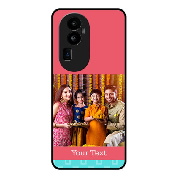 Oppo Reno 10 Pro Plus 5G Personalized Glass Phone Case - Peach & Blue Color Design