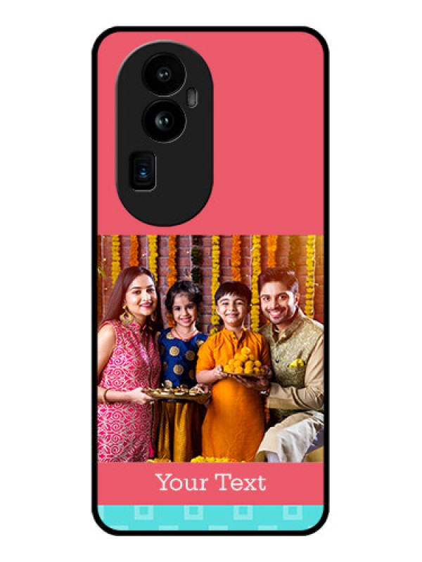 Custom Oppo Reno 10 Pro Plus 5G Personalized Glass Phone Case - Peach & Blue Color Design