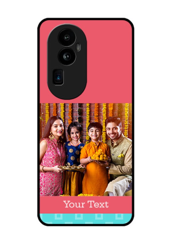 Oppo Reno 10 Pro Plus 5G Personalized Glass Phone Case - Peach & Blue Color Design