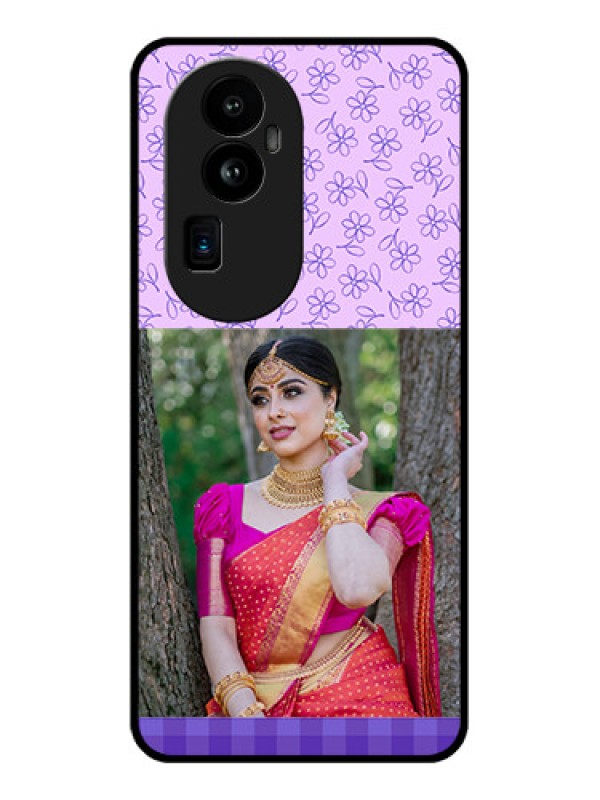 Custom Oppo Reno 10 Pro Plus 5G Custom Glass Phone Case - Purple Floral Design