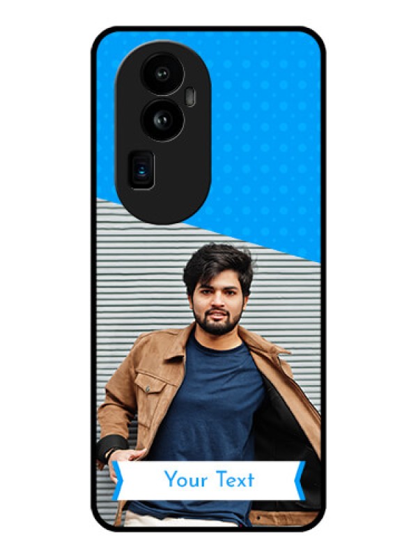 Custom Oppo Reno 10 Pro Plus 5G Photo Printing on Glass Case - Simple Blue Color Design