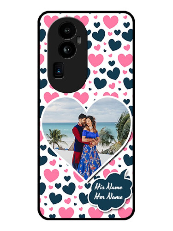 Custom Oppo Reno 10 Pro Plus 5G Custom Glass Phone Case - Pink & Blue Heart Design