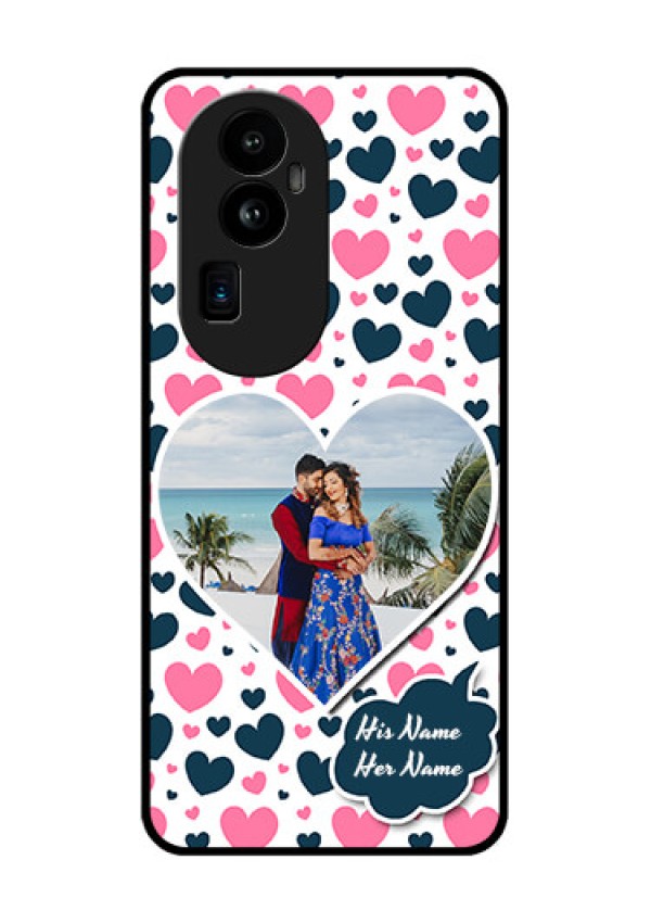 Oppo Reno 10 Pro Plus 5G Custom Glass Phone Case - Pink & Blue Heart Design