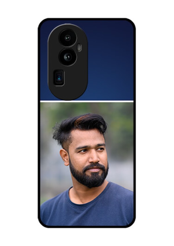 Oppo Reno 10 Pro Plus 5G Personalized Glass Phone Case - Simple Royal Blue Design
