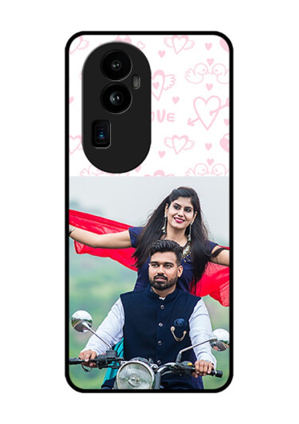 Oppo Reno 10 Pro Plus 5G Custom Glass Mobile Case - Pink Flying Heart Design