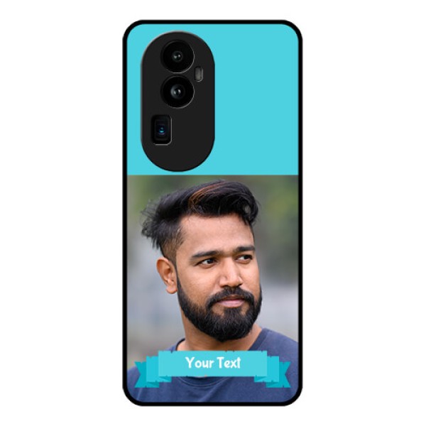 Oppo Reno 10 Pro Plus 5G Personalized Glass Phone Case - Simple Blue Color Design Oppo Reno 10 Pro Plus 5G Personalized Glass Phone Case - Simple Blue Color Design