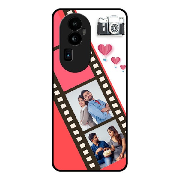 Oppo Reno 10 Pro Plus 5G Personalized Glass Phone Case - 3 Image Holder with Film Reel