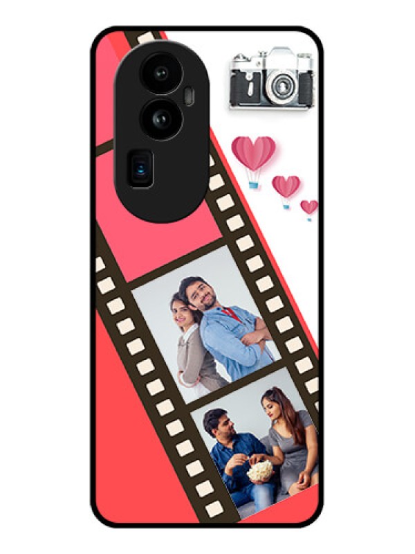 Custom Oppo Reno 10 Pro Plus 5G Personalized Glass Phone Case - 3 Image Holder with Film Reel