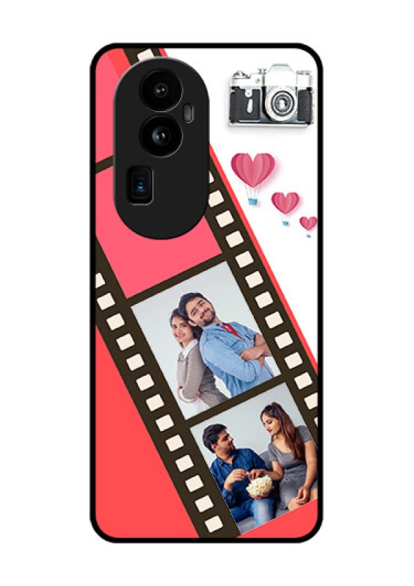 Oppo Reno 10 Pro Plus 5G Personalized Glass Phone Case - 3 Image Holder with Film Reel