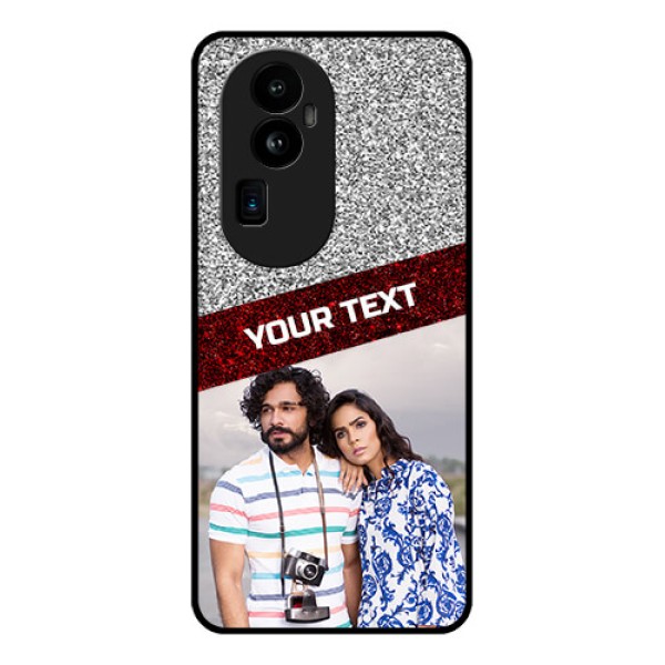 Oppo Reno 10 Pro Plus 5G Personalized Glass Phone Case - Image Holder with Glitter Strip Design Oppo Reno 10 Pro Plus 5G Personalized Glass Phone Case - Image Holder with Glitter Strip Design