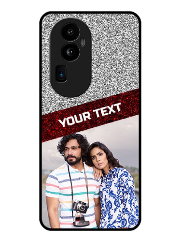 Custom Oppo Reno 10 Pro Plus 5G Personalized Glass Phone Case - Image Holder with Glitter Strip Design