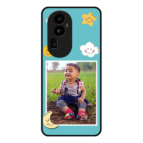 Oppo Reno 10 Pro Plus 5G Personalized Glass Phone Case - Smiley Kids Stars Design