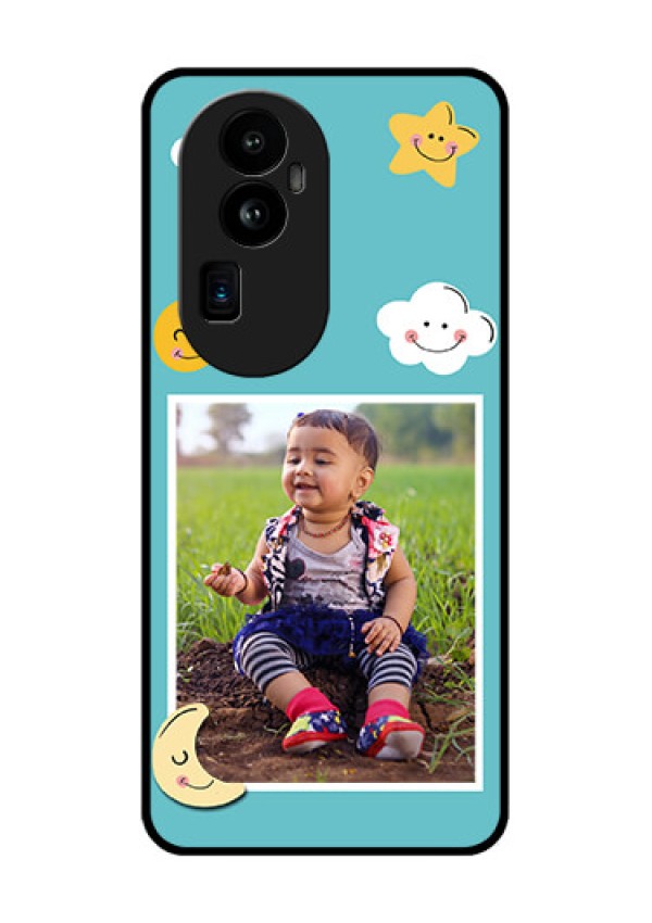 Oppo Reno 10 Pro Plus 5G Personalized Glass Phone Case - Smiley Kids Stars Design