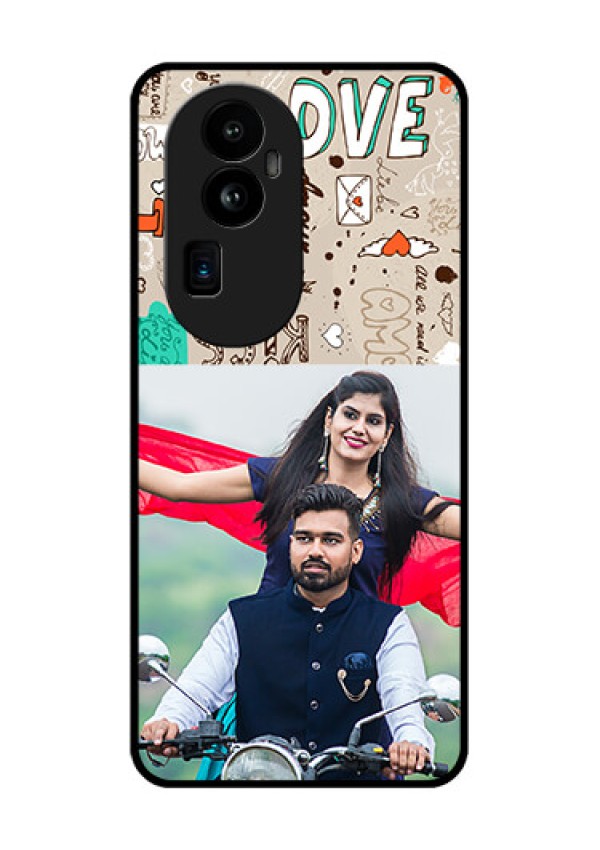Oppo Reno 10 Pro Plus 5G Custom Glass Phone Case - Love Doodle Pattern