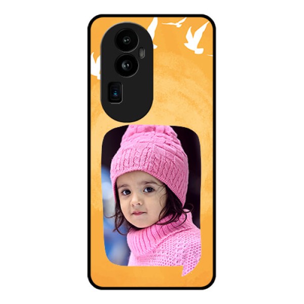 Oppo Reno 10 Pro Plus 5G Personalized Glass Phone Case - Water Color Design with Bird Icons Oppo Reno 10 Pro Plus 5G Personalized Glass Phone Case - Water Color Design with Bird Icons