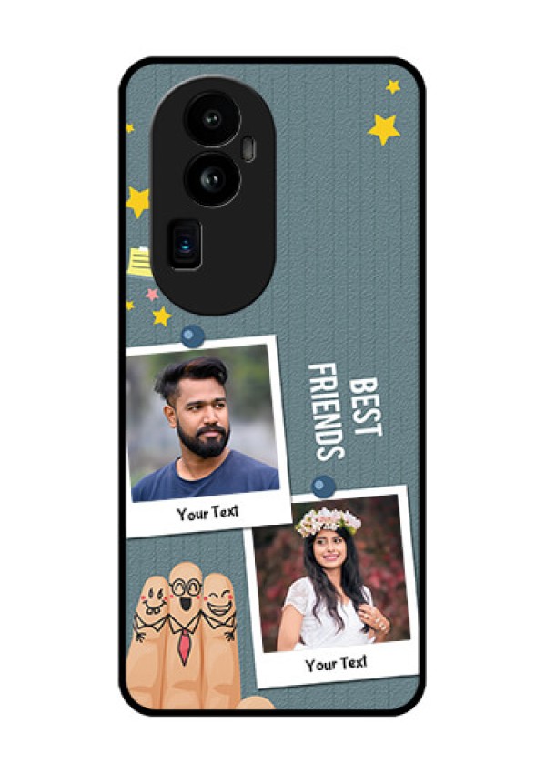 Oppo Reno 10 Pro Plus 5G Personalized Glass Phone Case - Sticky Frames and Friendship Design