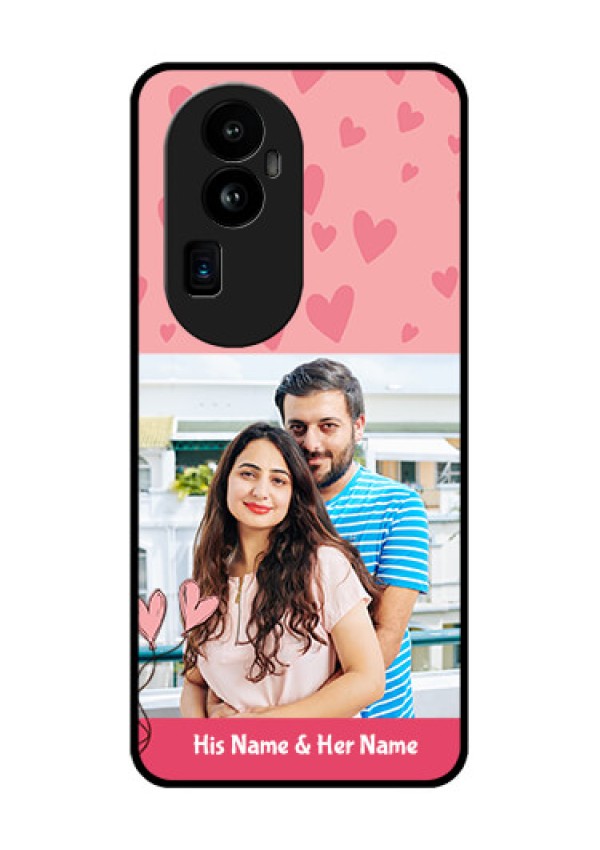 Oppo Reno 10 Pro Plus 5G Personalized Glass Phone Case - Love Design Peach Color