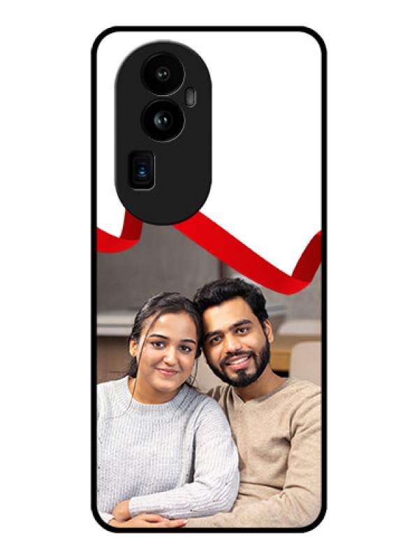 Custom Oppo Reno 10 Pro Plus 5G Photo Printing on Glass Case - Red Ribbon Frame Design