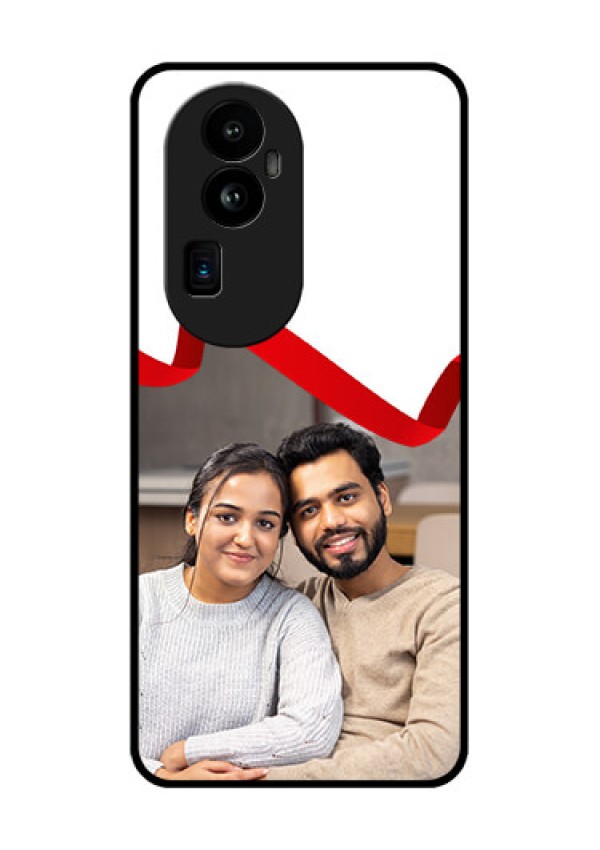 Oppo Reno 10 Pro Plus 5G Photo Printing on Glass Case - Red Ribbon Frame Design