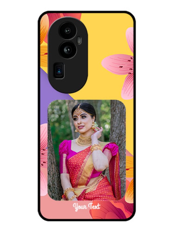 Custom Oppo Reno 10 Pro Plus 5G Custom Glass Mobile Case - 3 Image With Vintage Floral Design