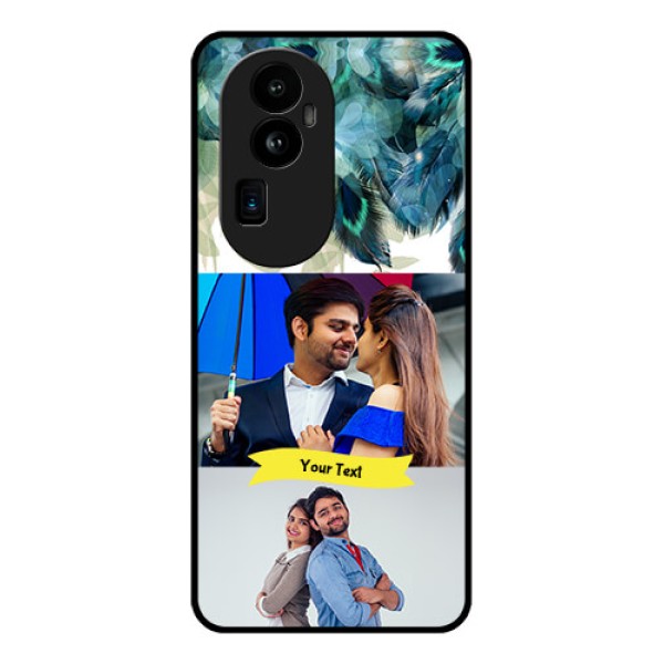Oppo Reno 10 Pro Plus 5G Personalized Glass Phone Case - Image with Boho Peacock Feather Design Oppo Reno 10 Pro Plus 5G Personalized Glass Phone Case - Image with Boho Peacock Feather Design