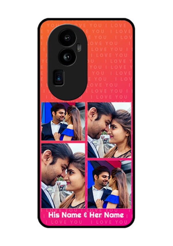 Oppo Reno 10 Pro Plus 5G Custom Glass Phone Case - I Love You Pink Design