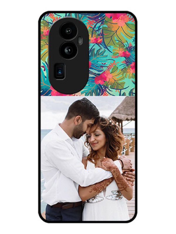 Custom Oppo Reno 10 Pro Plus 5G Photo Printing on Glass Case - Watercolor Floral Design