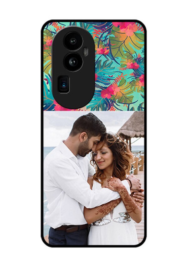 Oppo Reno 10 Pro Plus 5G Photo Printing on Glass Case - Watercolor Floral Design