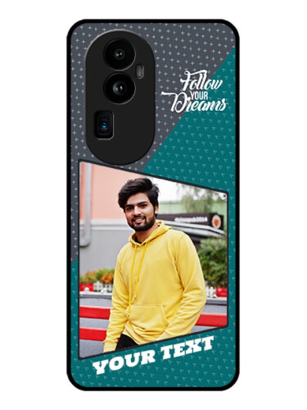 Custom Oppo Reno 10 Pro Plus 5G Personalized Glass Phone Case - Background Pattern Design with Quote