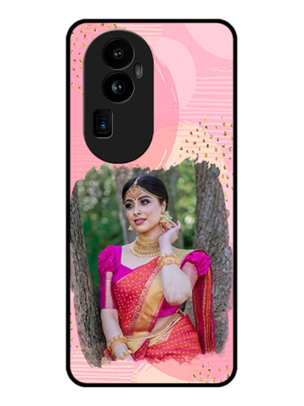 Custom Oppo Reno 10 Pro Plus 5G Personalized Glass Phone Case - Gold Glitter Splash Design