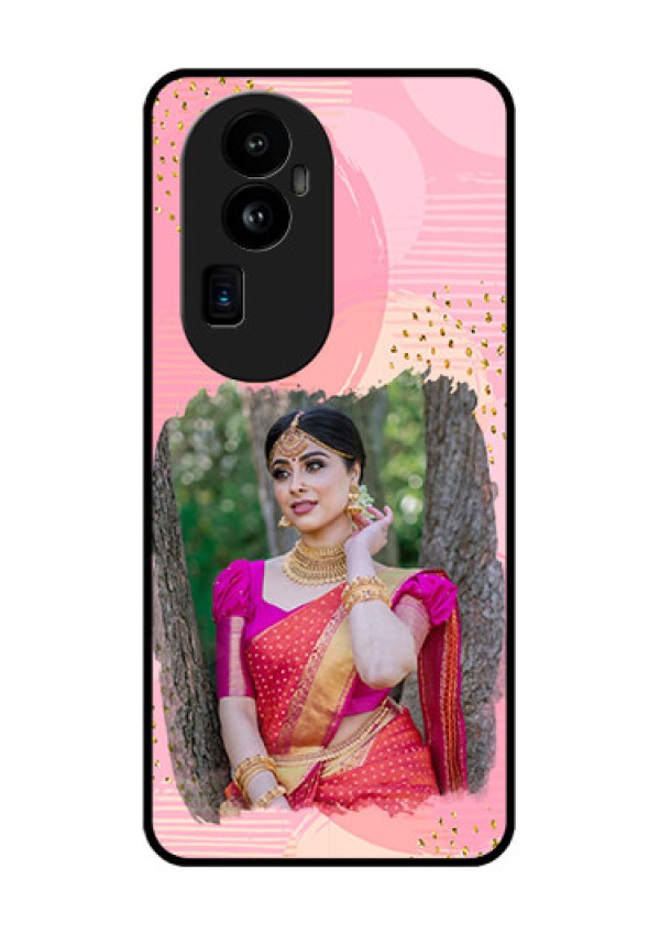 Oppo Reno 10 Pro Plus 5G Personalized Glass Phone Case - Gold Glitter Splash Design