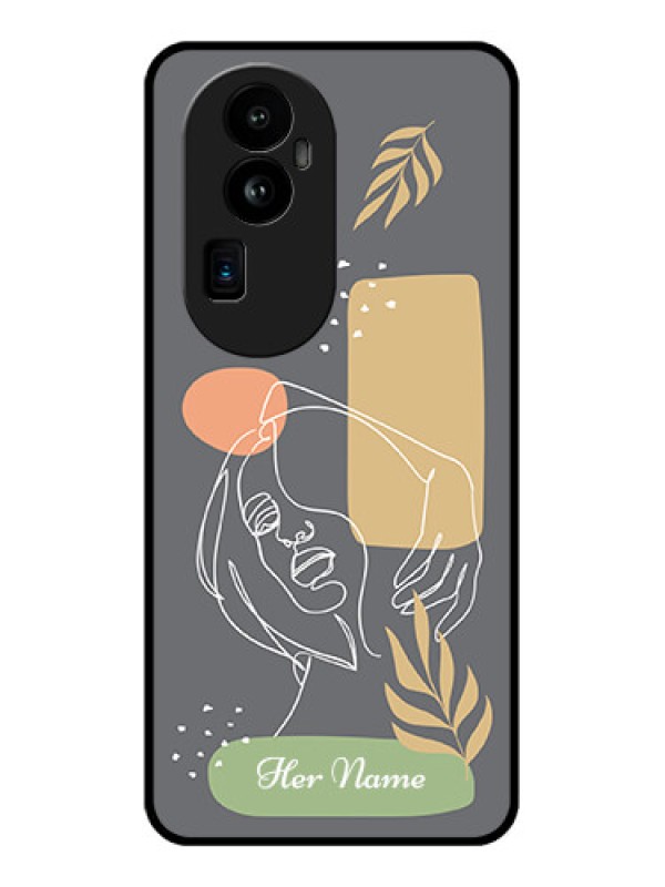 Custom Oppo Reno 10 Pro Plus 5G Custom Glass Phone Case - Gazing Woman line art Design
