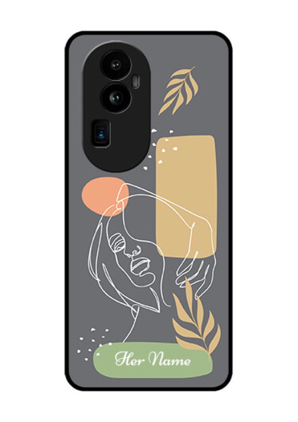 Oppo Reno 10 Pro Plus 5G Custom Glass Phone Case - Gazing Woman line art Design