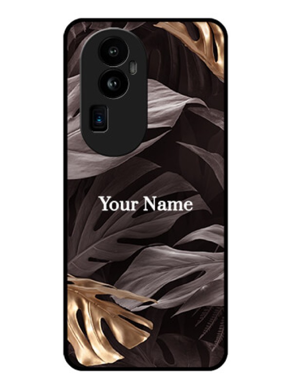 Custom Oppo Reno 10 Pro Plus 5G Personalised Glass Phone Case - Wild Leaves digital paint Design