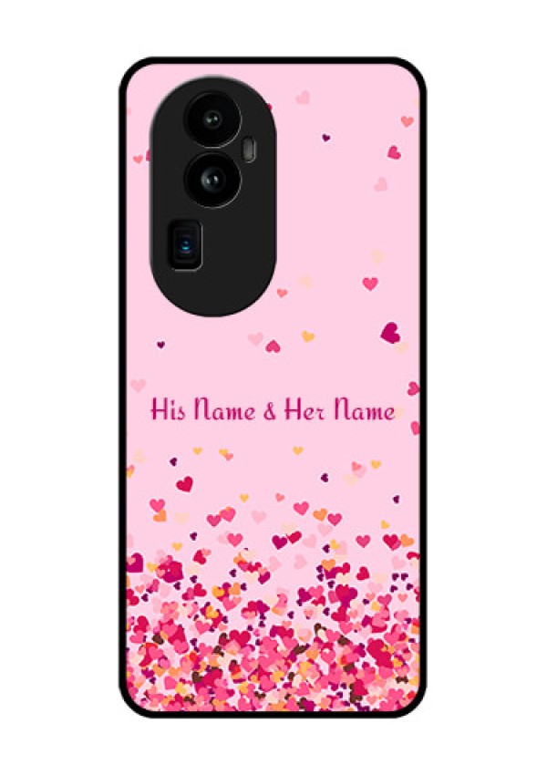 Oppo Reno 10 Pro Plus 5G Photo Printing on Glass Case - Floating Hearts Design