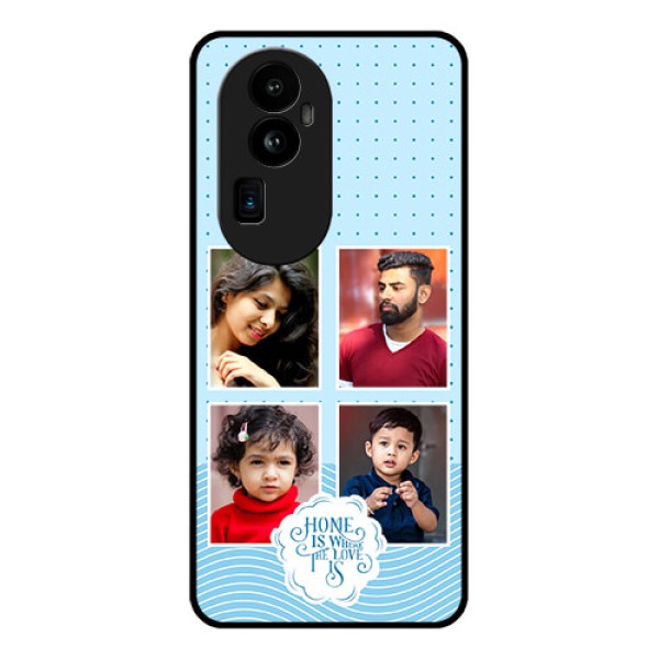 Oppo Reno 10 Pro Plus 5G Custom Glass Phone Case - Cute love quote with 4 pic upload Design Oppo Reno 10 Pro Plus 5G Custom Glass Phone Case - Cute love quote with 4 pic upload Design
