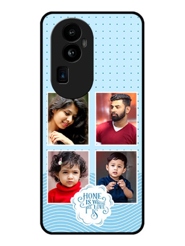 Custom Oppo Reno 10 Pro Plus 5G Custom Glass Phone Case - Cute love quote with 4 pic upload Design