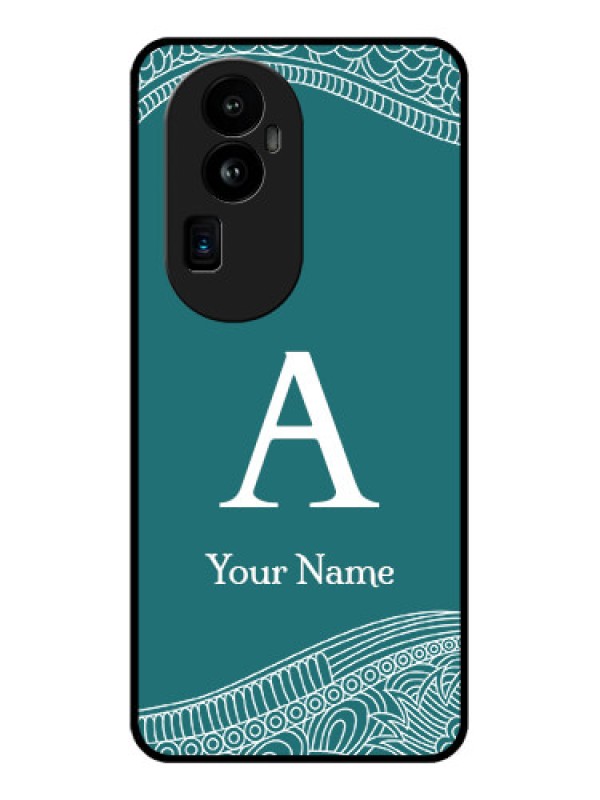 Custom Oppo Reno 10 Pro Plus 5G Personalized Glass Phone Case - line art pattern with custom name Design